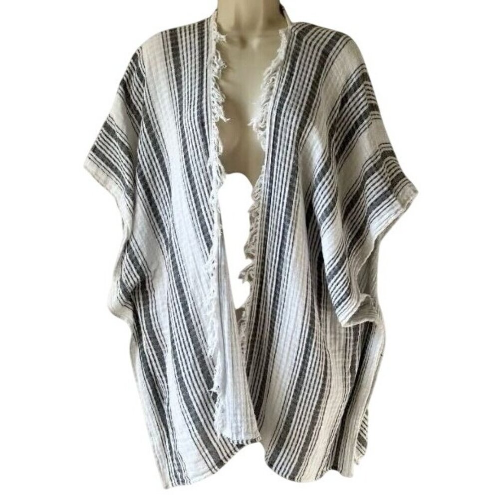 Aerie Striped‎ Lightweight Open Front Kimono Swim Coverup Cape One Size